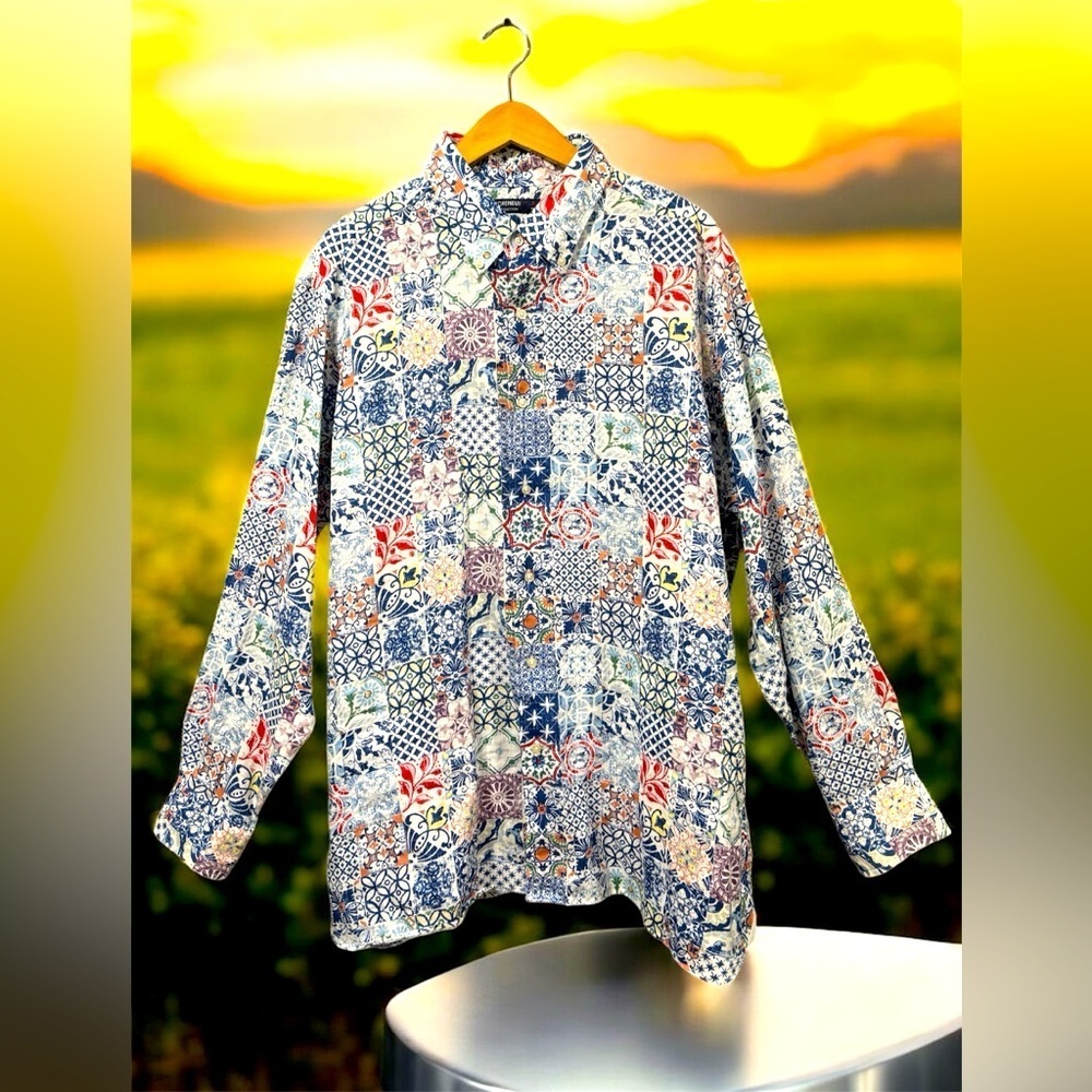 CREMIEUX 100% Linen Tropical Button down size XL